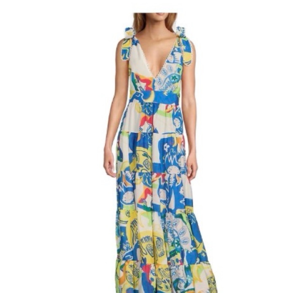 Chelsea & Violet Cecily Printed Empire Waist V-Neckline Sleeveless Maxi Dress